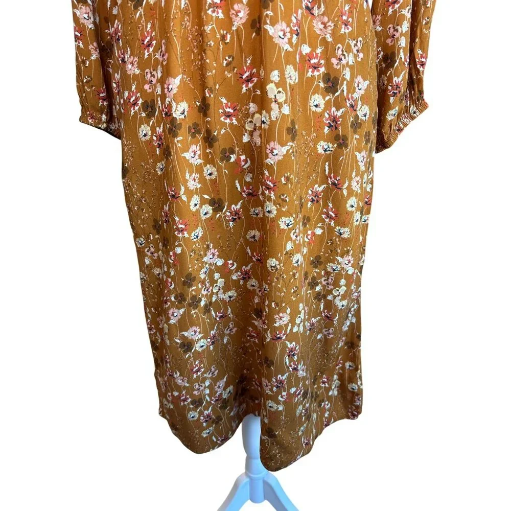Naja Lauf Dress Size S/M Sheath Mustard Floral‎ Print Lagonlook Copenhagen
